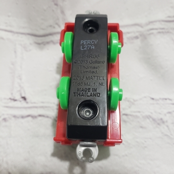 Thomas And Friends Push Along Percy Train Car Metal Year 2013 Mattel No. 6 Green - Picture 6 of 8